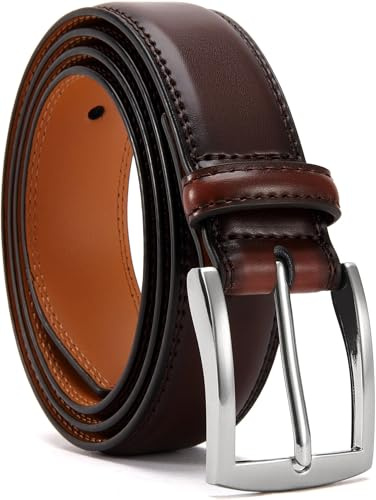 YOORAN Gürtel Herren,Braun Ledergürtel Herren, 33 mm breit, Geeignet Für Herrenjeans und Anzüge，Länge kürzbar
