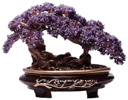 GLigeT Kristall-Geldbaum-Bonsai for Reichtum, Glück und Glück, Ornament for den Weinkühler zu Hause(Purple)