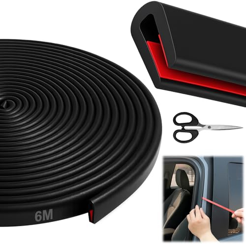 Annickee 6M Perfil Goma Protector Bordes, Goma Puerta Coche en Forma de U Autoadhesiva, Protección de Borde con Tijeras, para Chapa, Puertas de Coche, Escotillas, Esquinas de Mesa(2mm)