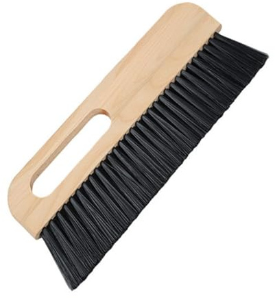 Sinyiol 1Pcs large concrete brush, 11.8 inch long thick horsehair cleaning brush tool, masonry concrete broom hand brush, dust removal brush, soft black horsehair fiber, with comfortable wooden handle