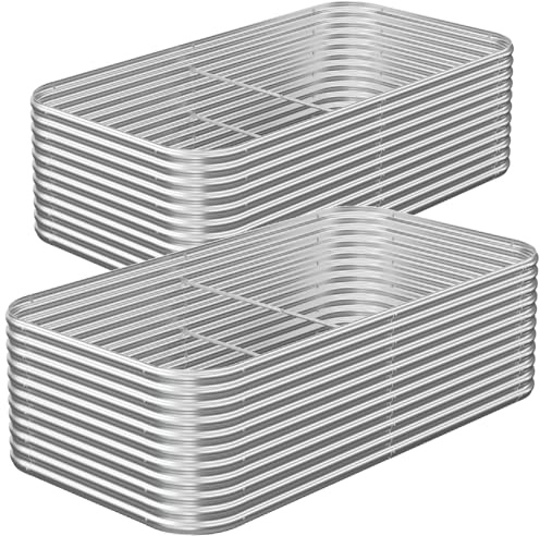 CATMANOR 2 Pack Tall 8x4FT Corrugated Galvanized Steel Raised Garden Bed Outdoor, Metal Above Ground Garden Bed for Vegetables and Flowers, Raised Beds for Gardening
