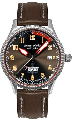 Bauhaus Herrenuhr Aviation BHA Eurofighter Automatik Dunkelbraun 2556-2