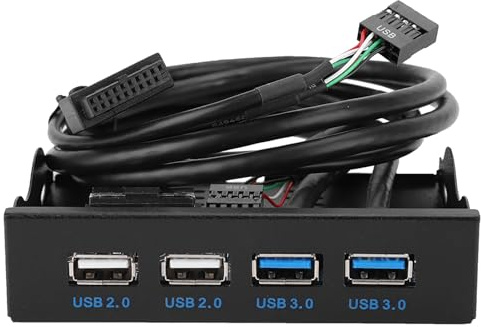 Aumotop 3,5-tums USB3.0+USB2.0 4-portars Diskettenhet Frontpanel Hållbar och Pålitlig Enkel Att Installera för Skrivbordsvärd Inget USB-gränssnitt på Framsidan Metallfärg