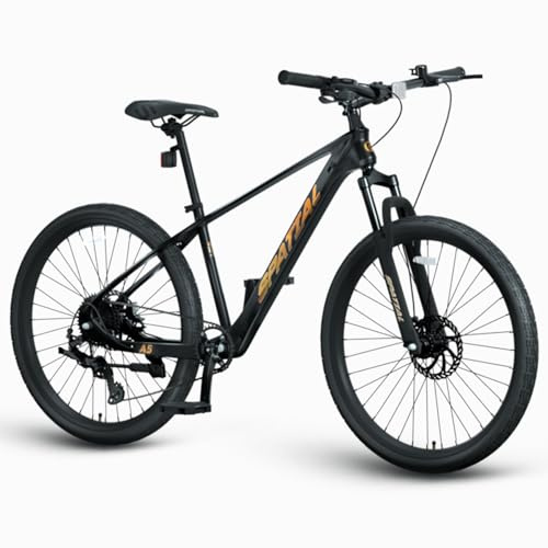 SPATIAL MTB Bicicleta de Montaña para Adultos y Jóvenes - 29/27,5/26/24 Pulgadas, 8/21 Velocidades, Frenos de Disco Mecánicos Dobles, Cuadro de Aluminio, Suspensión Delantera, Asiento Ajustable