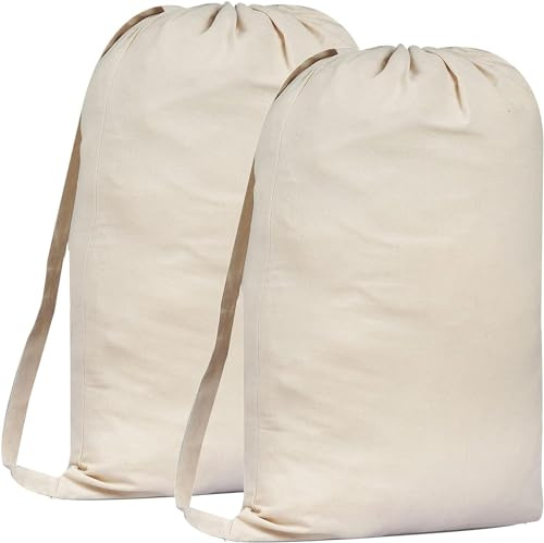Bolsas de lavandería 100 % algodón, 50 x 75 cm, con correa de transporte, reutilizables, lavables, organizador de ropa sucia, respetuoso con el medio ambiente, juego de 6