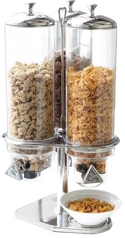 Dispensador automático de caramelos, dispensador triple de alimentos (4 L cada uno), dispensador giratorio para frutos secos, legumbres, dulces, mantiene los alimentos secos perfectamente apilados