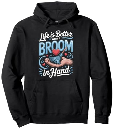 Life Is Better With a Broom in Hand Curling Player Pullover Hoodie