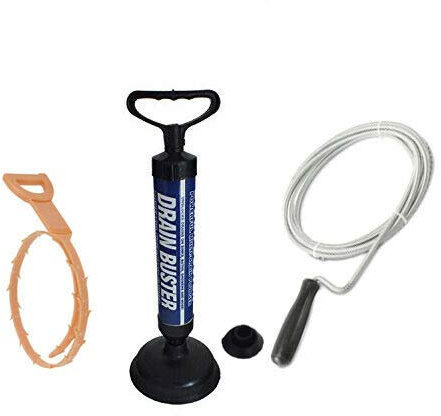 Voche® Drain Buster Sink Plunger Multi Drain Unblocker Plus 50cm Drain Cleaner and 3M Flexible Auger Set