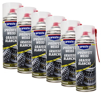 Presto 6X 306352 SPRÜHFETT WEIß SCHMIERMITTEL Metall Kunststoff 400 ml