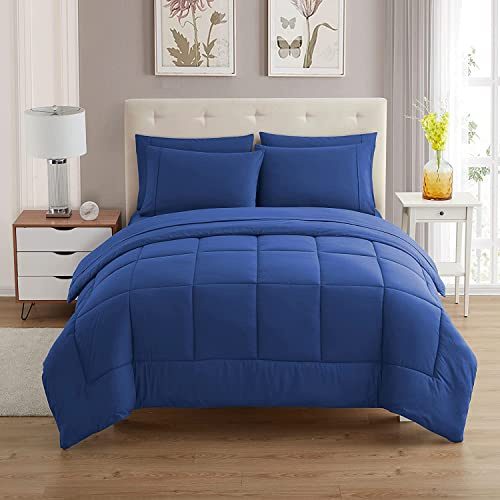Sweet Home Collection Ultra Soft Down Alternative Set & Luxurious Bed Sheets, Polyester, Royal Blue, Twin