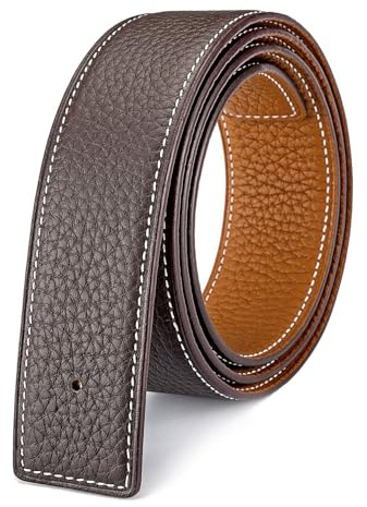 Vatee's Reversible Genuine Leather Belts For Men/Women Replacement Belt Strap Without Buckle 32mm Wide 115cm Long