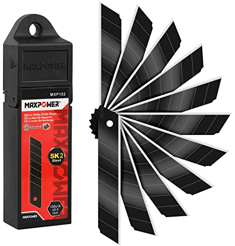 MAXPOWER 50 Piezas SK2 Hojas de Cuchilla a Presión de 8 Segmentos, Cuchillas de Repuesto con 18 mm de Ancho