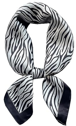 KOOYOL Mujer Seda Fulare Negro Bufanda y Fulares Panuelos para la cabeza Panuelo Fulare Pañuelos Cabeza Turbante Cuadrado Chiffon Bufandas