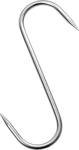Wolfcut 10 ganchos para carne CNS para carniceros, ganchos para ahumar, configuración: 125/5 mm, afilado por ambos lados