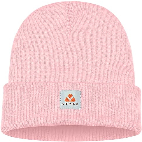 ATNKE Stickad mössa hattar stretchig mjuk varm daglig vinter manschett skalle keps gåvor för män och kvinnor, Ljusrosa, one size