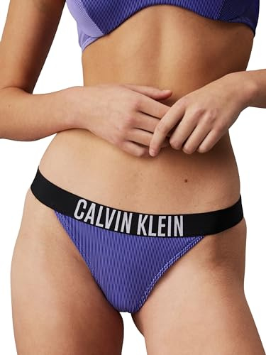 Calvin Klein Bas de Bikini Brésilien Femme avec Branding, Bleu (Sapphire Blue), S