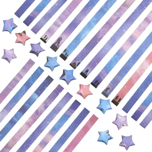 MytaYt 2160 ark origami stjärnor papper 8 olika mönster av stjärnhimmel mönster ränder pappersremsor stjärnor origamipapper hög kvalitet lyckostjärna pappersremsor, för papperskonst hantverk