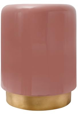 Qiyano Beistelltisch rund, Hochglanz aus 100% Eisen Metall Flur Wohnzimmer Schlafzimmer Nachttisch Blumen Ablage Retro-Design Klassisch Handarbeit Höhe: 44,5 cm Farbe: Rosa