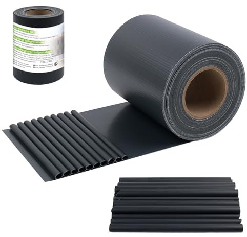 Sunnylaxx PVC Sichtschutzstreifen Doppelstabmatten Zaun, 35m x 19 cm Anthrazit, inkl. 20 Befestigungsclips,Zaun sichtschutz, Gartenzaun, Stabmattenzaun, Zaunfolie, Bauzaun