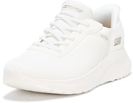 Skechers Women's Bobs Squad Chaos Current Muse Slip-On Trainer, Off White Textile, 5 UK