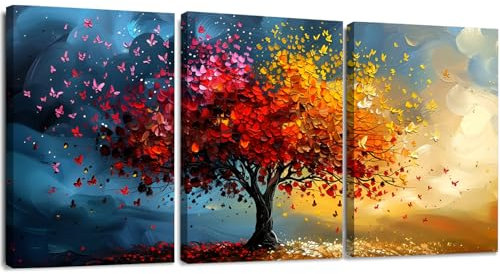 YWQQ Baum des Lebens Wandbilder Wohnzimmer 3er Set|30x40 cm pro Bild|Leinwandbilder mit Rahmen|Moderne abstrakte Leinwand Bilder für Wohnzimmer, Schlafzimmer, Heimbüro,Kaffeehaus & Galerie Dekoration