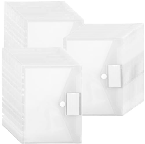 CHUENKUK 60 unidades A4 portadocumentos de plástico A4 transparente con etiquetas, carpeta de documentos A4 para archivar documentos se almacena, papel