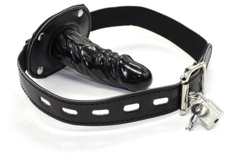 10cm Silicone Dildo Gag Mouth Realistic Penis Gag Lockable Restraint Adjustable Leather Strap on Adults SM Erotic Sex Toy
