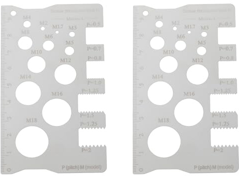 VGOL Ensemble de 2 Jauges de Pas de Vis en Acier Inoxydable de 100 Mm pour Mesurer La Taille Du Filetage des Boulons Et des écrous