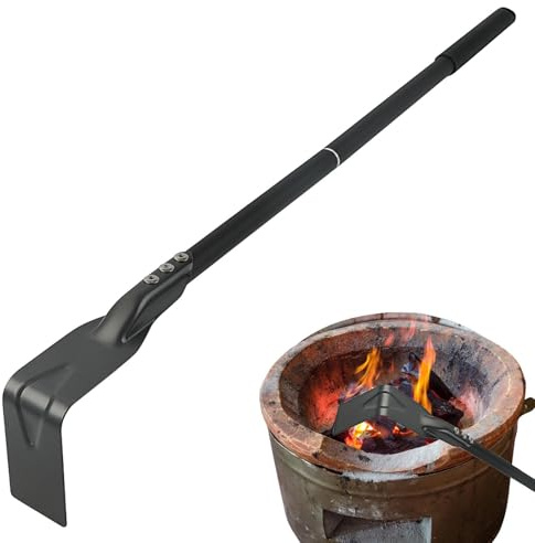 Öppen spis askskrapa – extra långt handtag i trä, BBQ kolkratta, grillspade, ugnsrengöringsverktyg | tung askborttagare trä för kockhantering djup kolkammare kräver säkra högrensande tas