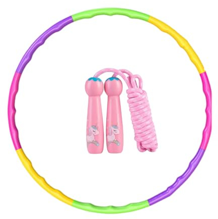 HAGNA Equipo de Gimnasia con Hula Hoop Fitness Y Pieza Cuerda para Saltar,8 Secciones Plástico Aro De Gimnasia Desmontable, Ideal para Baile, Deportes, Yoga, Juegos Y Adelgazar(A)
