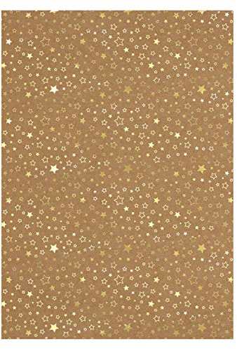 Ursus 62264604F - Designkarton Weihnachten, goldene Sterne, DIN A4, 25 Blatt, 250 g/qm, einseitig folienveredelt, ideal für weihnachtliche Kartengestaltung und kreatives Basteln