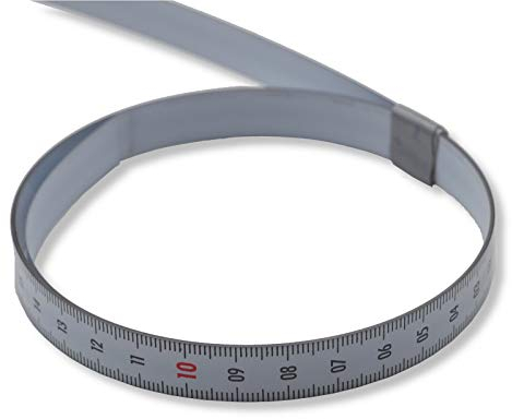 Skalenbandmaß 5m - Bezifferung von unten nach oben - Stahl weiß lackiert - Breite: 13mm, mit Duplexteilung - Gehrungsband Anschlagband Rollbandmaß Lineal