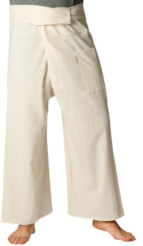 PANASIAM Thai Byxor Bomull - Omlottbyxor - Dam & Herr | Thai byxor, unisex, även för yoga eller kampsport, flexibel passform i 2 längder, omlottteknik, enfärgade