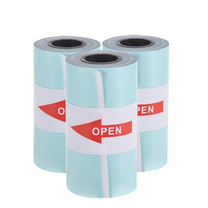 Bisofice 3 Rollen Thermopapier, Thermopapier für Mini-Thermodrucker, Mini-Drucker, 57 x 30 mm, selbstklebend