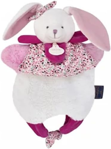 DOUDOU ET COMPAGNIE - Doudou Marionnette et Sac de Rangement Réversible - 30 cm - Collection Lapin Amusette 3 en 1 - Rose - Idée Cadeau Naissance Filles et Garçons - Peluche Éveil de l'Enfant - DC3825
