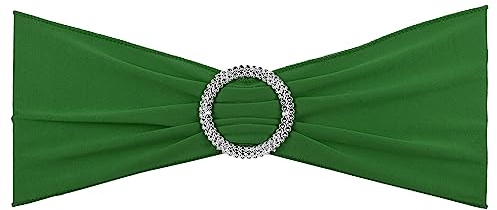 PATIKIL 14x5 Estiramiento Silla Fajas Lazos, 10 Paquete Elástico Silla Bandas Fajas con Hebilla Deslizador para Bodas Banquetes Decoraciones, Oscuro Verde