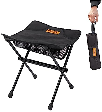 Klapphocker Faltbarer Hocker Campinghocker Tragbarer Klapphocker mit Ultraleichtem Aluminiumrahmen Stahl leicht und stabil für Angeln Wandern Camping Picknick (Black)