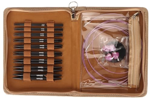 Set med 18 cirkulära sticknålar, 3-8 mm utbytbara sticknålar, ergonomiskt cirkulärt nålset med förvaringsväska, gör-det-själv sticknål för strumpor, tröjor, hantverk