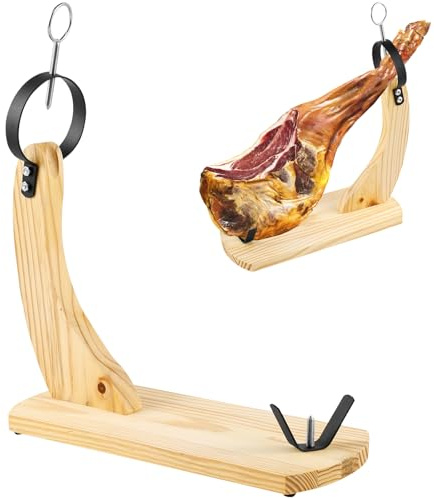 Ham Stand, Wooden Ham Holder with Non-Slip Pads, Professional Prosciutto Carving Stand, 38x17x43 cm Stable Sturdy Ham Rack for Carving Spanish Hams and Italian Prosciutto