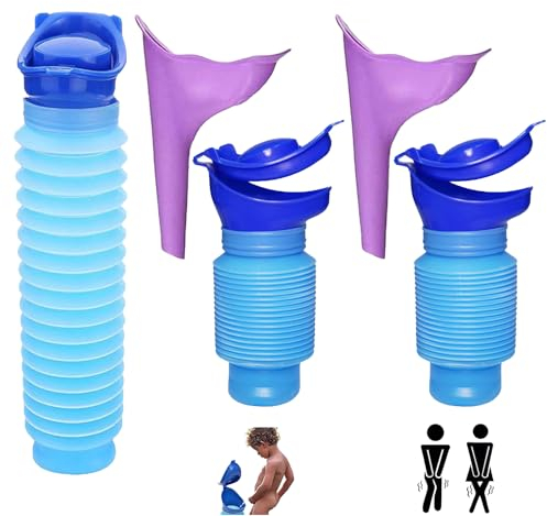 GFYFYZ Schrumpfbares Urinal 4 Stück 750ML Tragbare Mini Urinflaschen für Männer und Frauen Urinella Kinder Notfall Toilette Unterwegs Mobile Toilette Faltbares Wiederverwendbar für Staus Camping