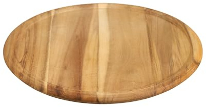 MOON HOME Pizzabrett - Saturn ⌀32x2 cm, FSC® Akazie/Holz, ideal für große Pizzen, Pizzateller rund, Servierbrett für Pizza, Antipasti und Brotzeit, natürliches Pizza-Zubehör