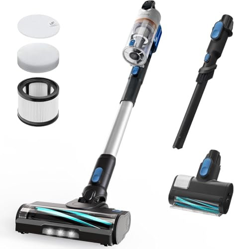 Levoit Cordless Vacuum Cleaner with HEPA Filter, Powerful 90AW 60Mins, Mini Motorized Brush&Crevice Tool with Anti Hair Wrap, Charging Wall Mount, Lightweight for Stairs, Carpet, Hardfloor, Pet Hair