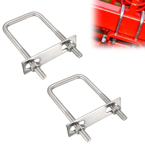 Lot de 2 Boulons en U M8,Tornillo En U Aceros Inoxidables,Pernos en U Cuadrados Inox con Tuercas Placa de Marco para Instalaciones de Construcción de Tuberías y Aplicaciones Industriales(40X100mm)