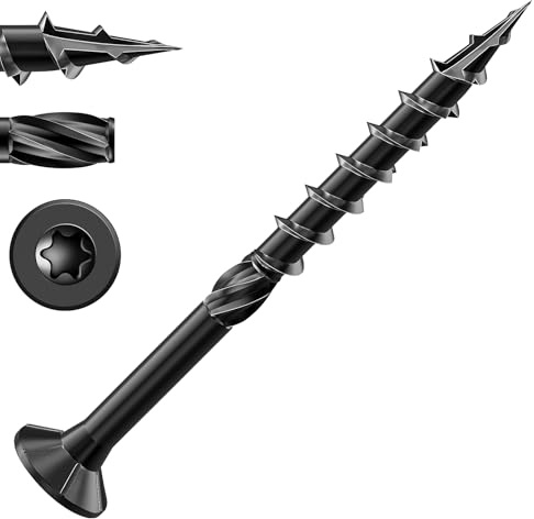 Valorada 50Pcs Decking Screws 4.2 x 50mm, Torx Countersunk Wood Screws, Outdoor Wood Screw, Black Oxide Finish for Fence, Timber