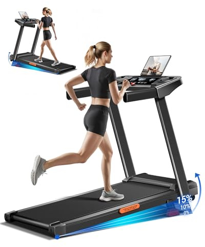 LONTEK Cinta de Correr Plegable con Inclinación 15%, Cinta de Andar Plegable 12KM/H