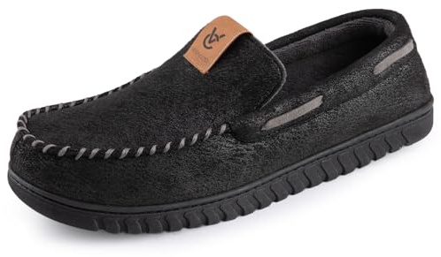 VeraCosy Men's Moccasin Slippers Memory Foam Closed-back Indoor House Shoes | Indoor and Outdoor,Machine-washable,Gifts,Comfortable,Soft,Non-Slip,Faux Suede,Breathable