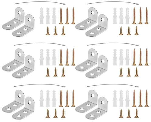 FACAIIO Dispositivo antivuelco de seguridad infantil, juego de 12 soportes en ángulo recto para montaje seguro de armarios de TV y muebles pesados, color plateado