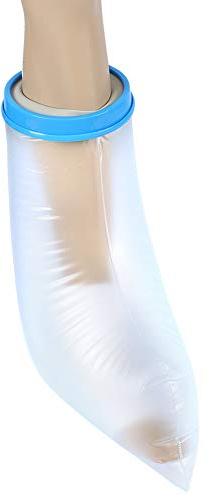 Children's Leg Bath Cover, Cast Protector with Blue PP Ring and Silicone Seal, 45cm Protective Sleeve for Shower, Ideal for Wounds, Plaster, PICC Line Protect