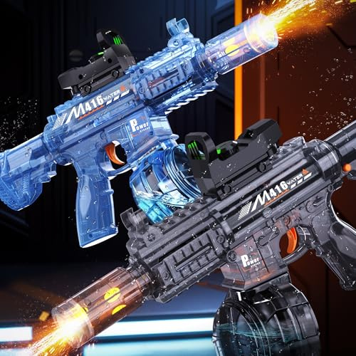 2 Pack Water Gun for Kids, Squirt Guns for Kids with LED Light & 25 FT Shooting Range, Large Capacity No Leak Water Gun, Summer Swimming Pool Beach Outdoor Water Fighting Parties Toys