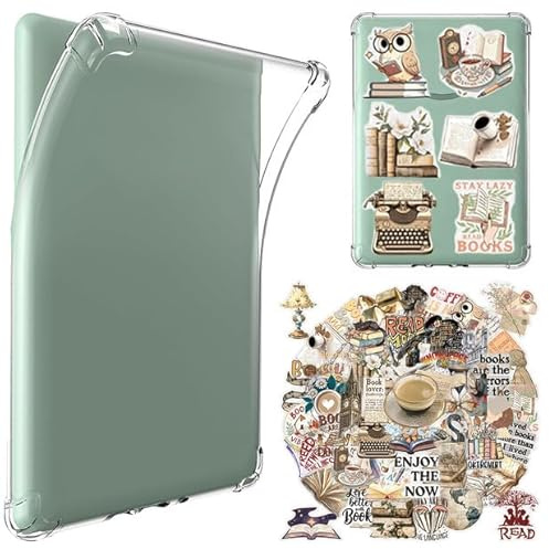 LEPGUYO Custodia Transparente Kindle 6 Pollici per 11ª Generazione 2024/2022 (RS23CV/C2V2L3), Retro Silicone Anti-Scratch, 50 Adesivi di Lettura Regalo